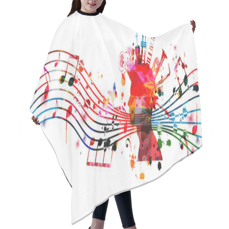 Personality  Abstract Musical Instruments On White Background, Musical Banner Hair Cutting Cape