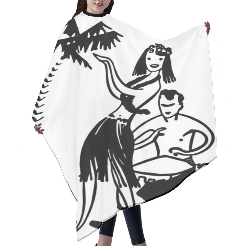 Personality  Hawaiian Couple Hair Cutting Cape