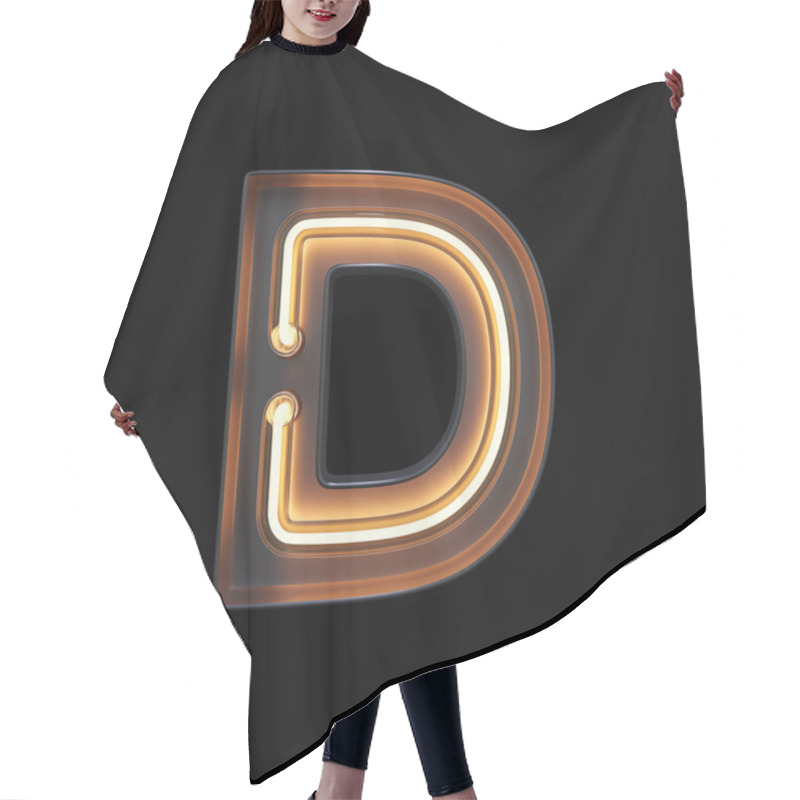 Personality  Neon Light Alphabet D With Clipping Path. 3D Illustration Hair Cutting Cape