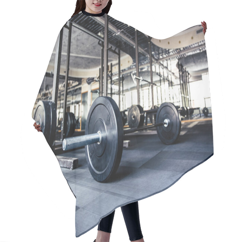 Personality  Gym Interior With Equipment Hair Cutting Cape