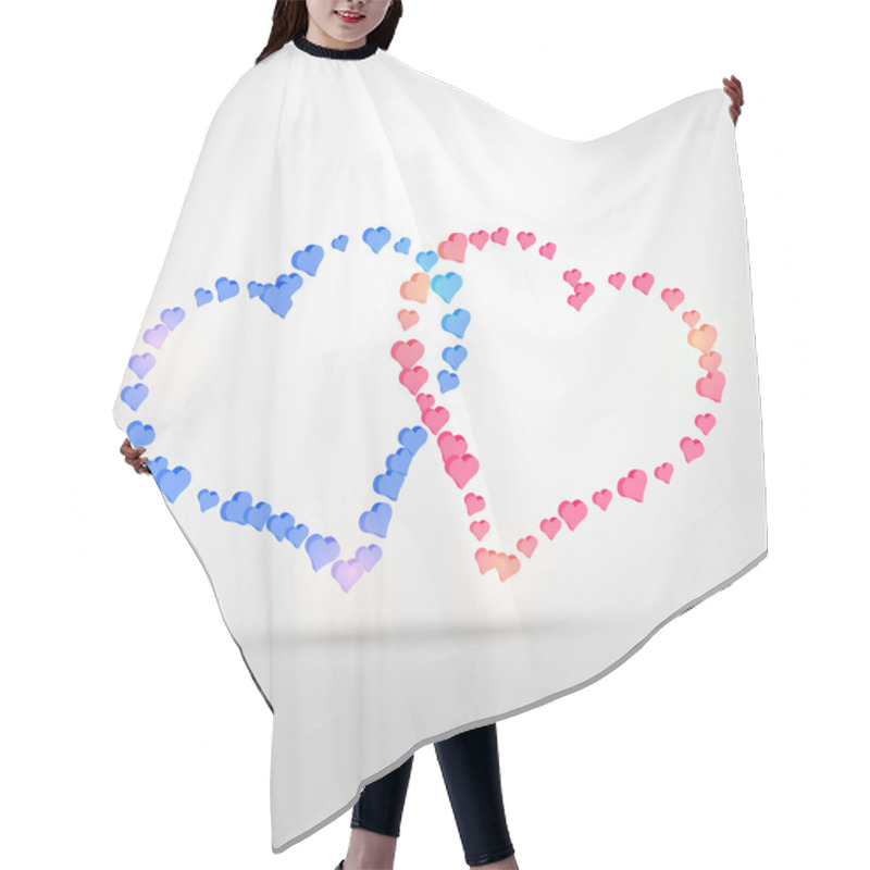 Personality  Vector Background With Two Hearts. Hair Cutting Cape