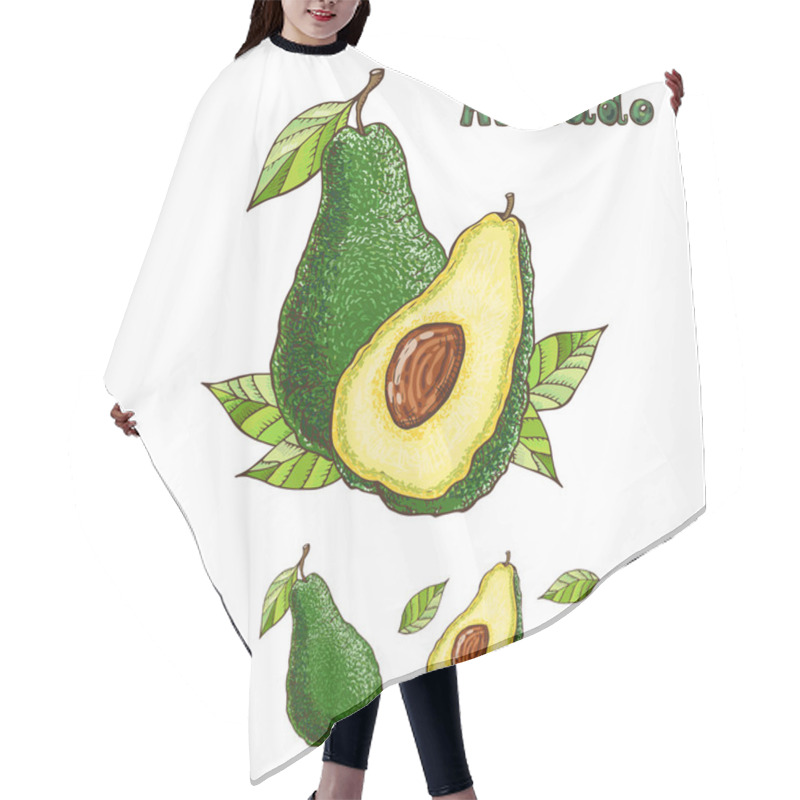 Personality  Hand Drawn Vector Avocado Collection Hair Cutting Cape