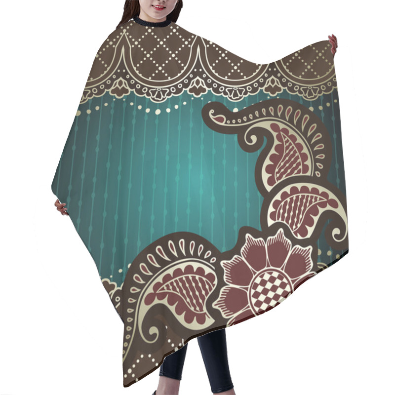 Personality  Elegant Green & Gold Background Inspired By Indian Mehndi Designs Hair Cutting Cape