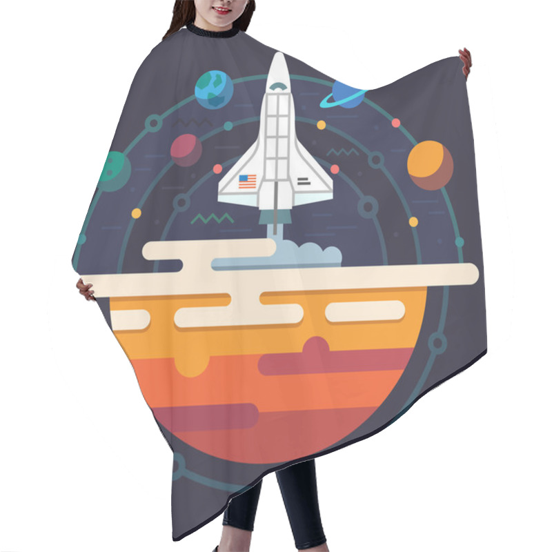 Personality  Space Illustration. Planets Of Solar System Hair Cutting Cape