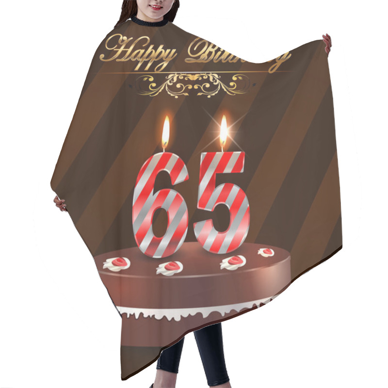 Personality  65 Year Happy Birthday Card With Cake And Candles, 65th Birthday - Vector EPS10 Hair Cutting Cape