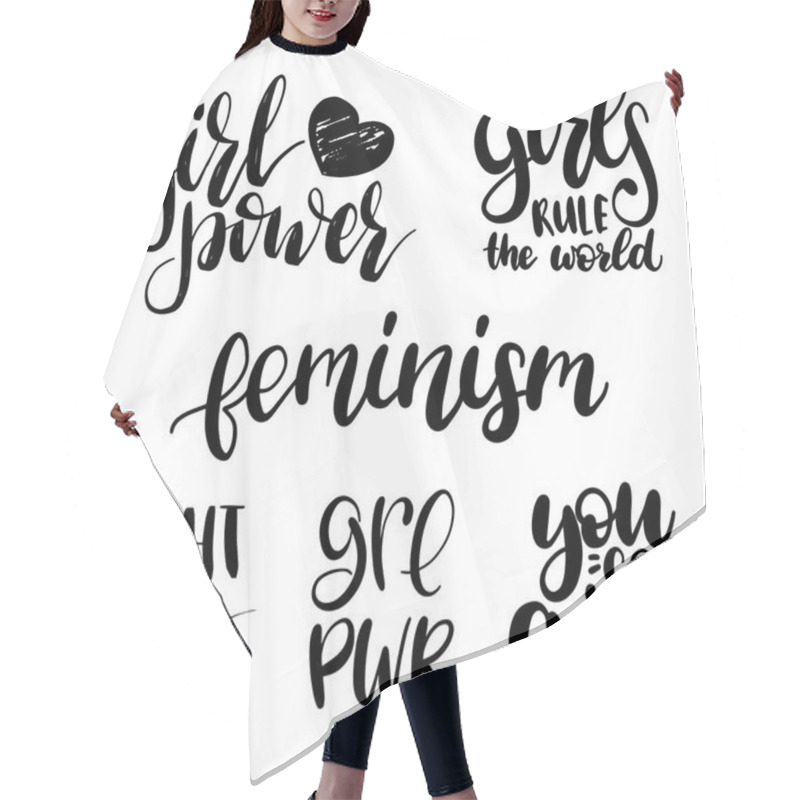 Personality  Feminist Lettering Set Hair Cutting Cape