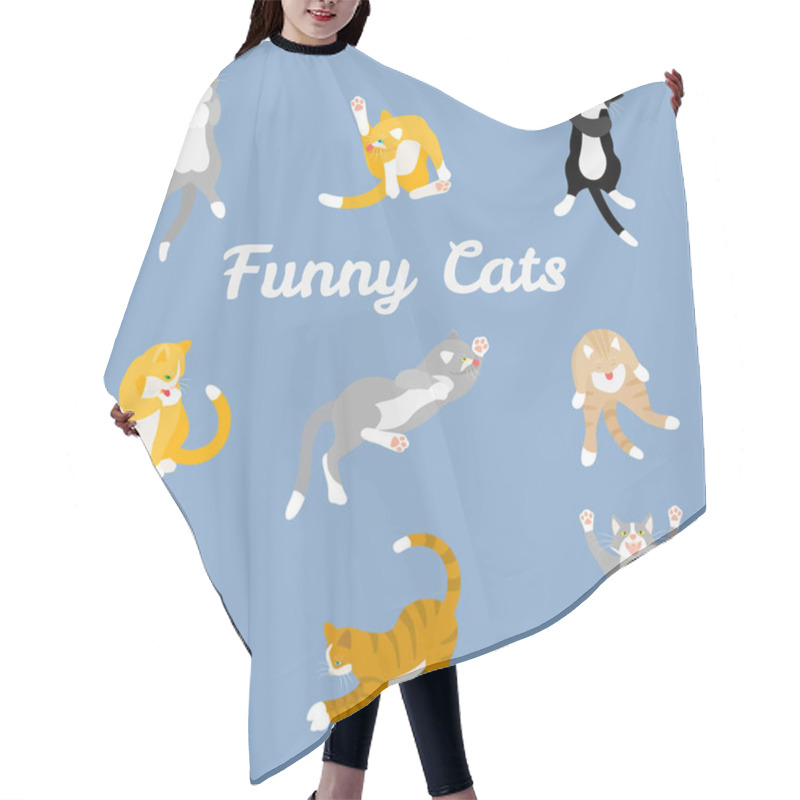 Personality  Different Cartoon Cats Set. Hair Cutting Cape