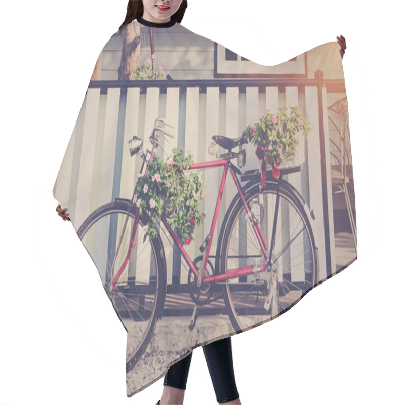 Personality  Old Bicycle And Flowers  Hair Cutting Cape