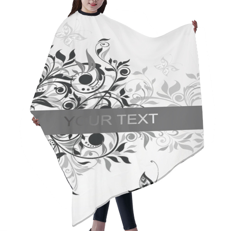 Personality  Decorative Floral Banner (black And White) Hair Cutting Cape