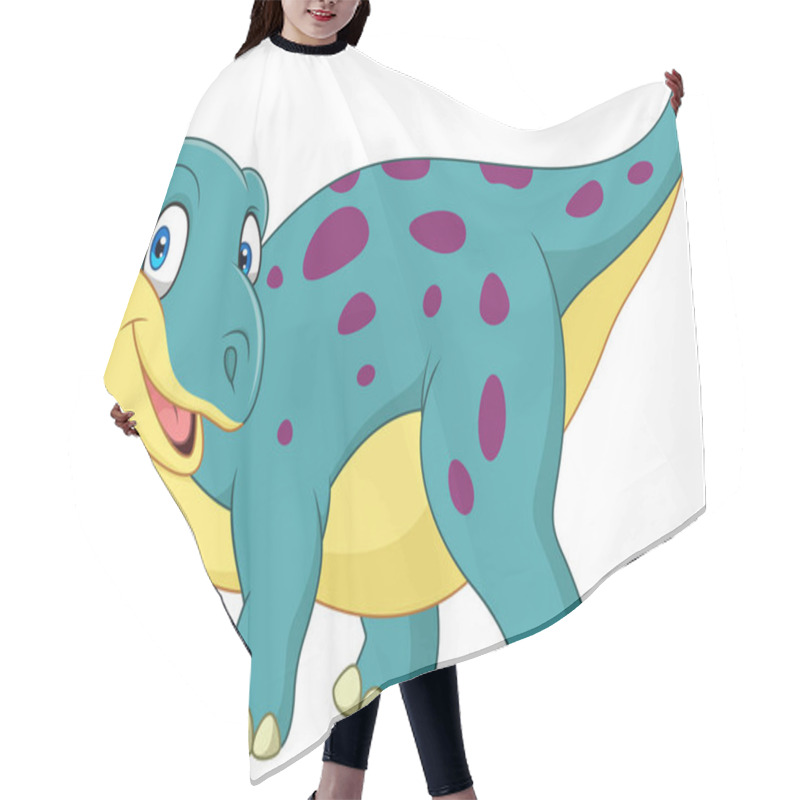 Personality  Vector Illustration Of Cartoon Happy Dinosaur Hair Cutting Cape