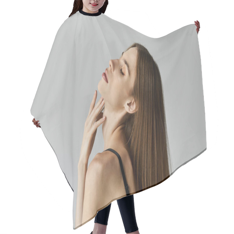 Personality  A Young Woman Poses In A Way That Highlights Her Struggle With Anorexia And Inner Beauty. Hair Cutting Cape