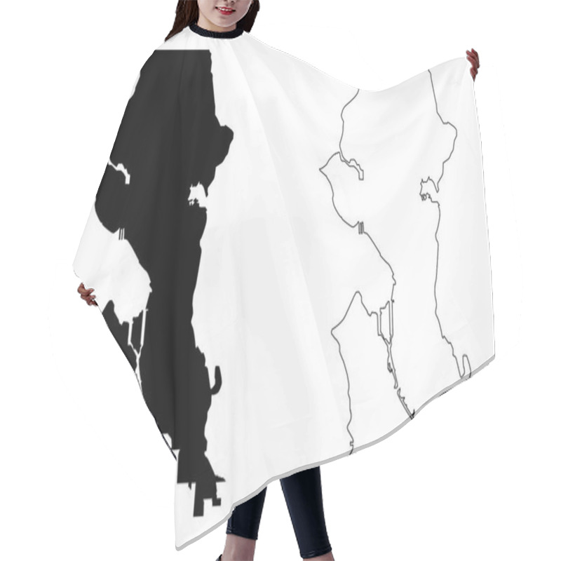 Personality  Seattle City ( United States Cities, United States Of America, Usa City) Map Vector Illustration, Scribble Sketch City Of Seattle Map Hair Cutting Cape