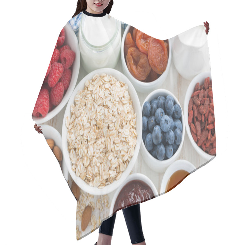 Personality  Oat Flakes And Various Delicious Ingredients For Breakfast Hair Cutting Cape