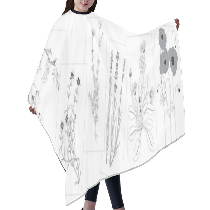 Personality  Sketch Of Wild Flowers Hair Cutting Cape