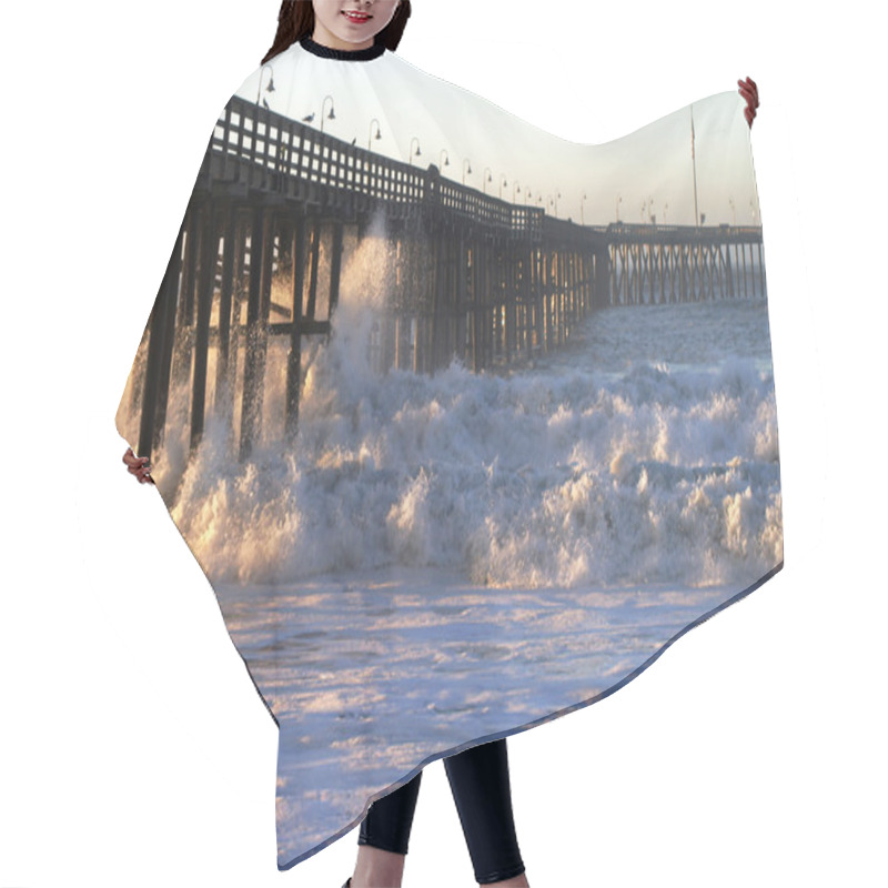 Personality  Ocean Wave Storm Pier Hair Cutting Cape