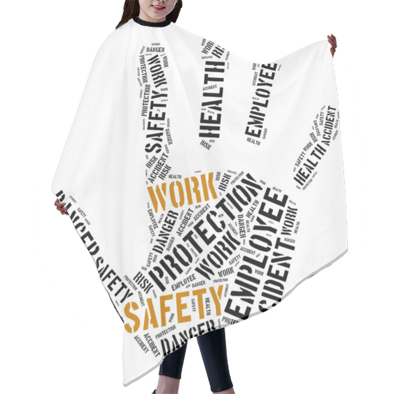 Personality  Safety At Work Concept. Word Cloud Illustration. Hair Cutting Cape