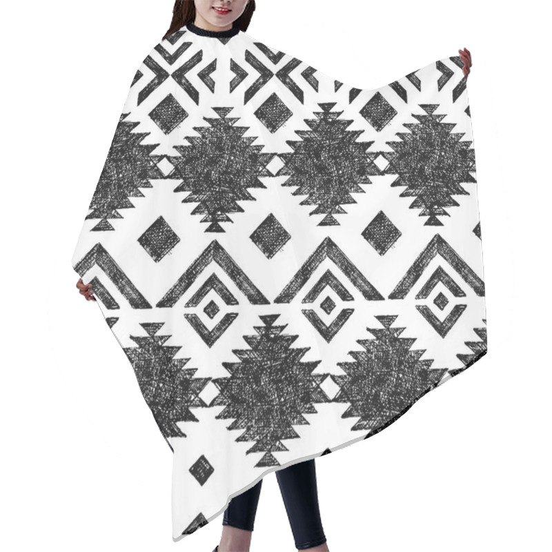 Personality  Hand Drawn Tribal Seamless Pattern Hair Cutting Cape