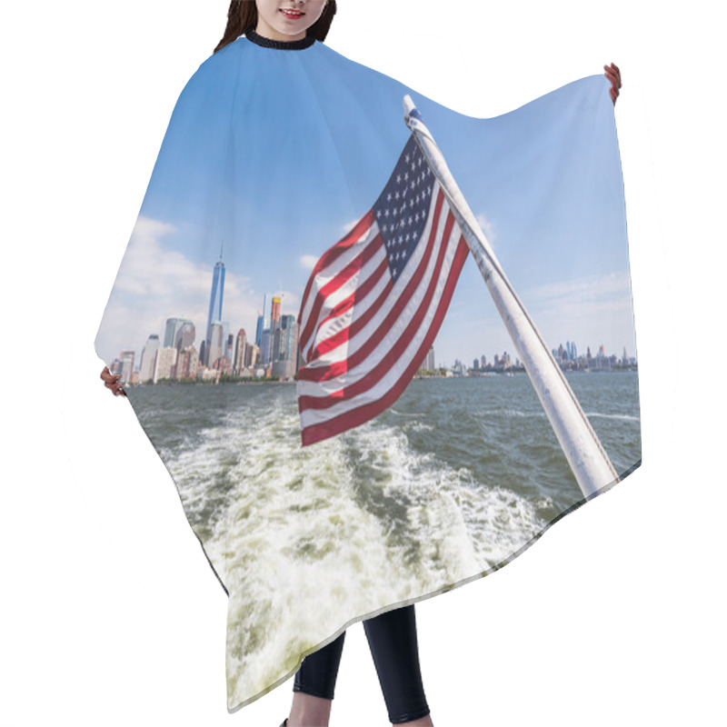 Personality  View To Downtown Manhattan And The USA Flag From Liberty Island Hair Cutting Cape