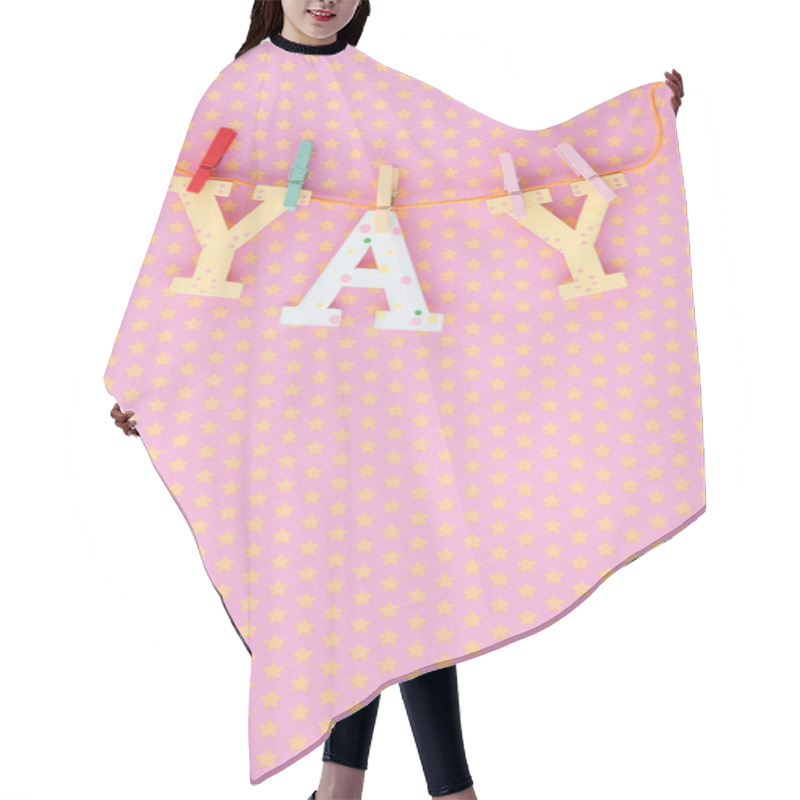 Personality  YAY Banner On Pink And Yellow Hair Cutting Cape