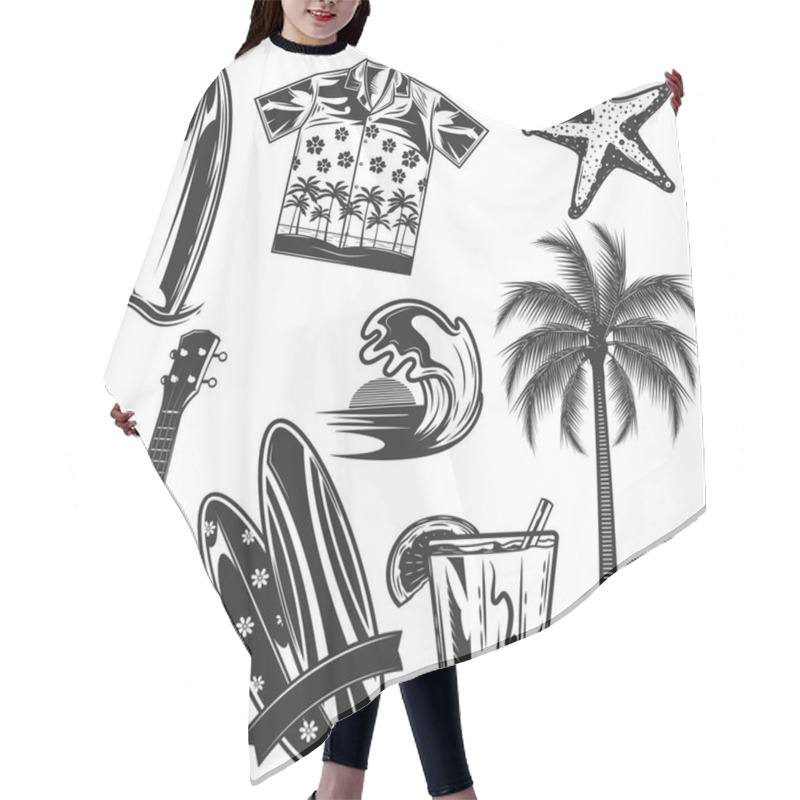 Personality  Set Of Surfing Elements Hair Cutting Cape