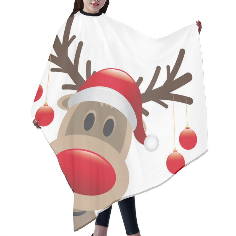 Personality  Reindeer Red Nose Christmas Balls Hair Cutting Cape