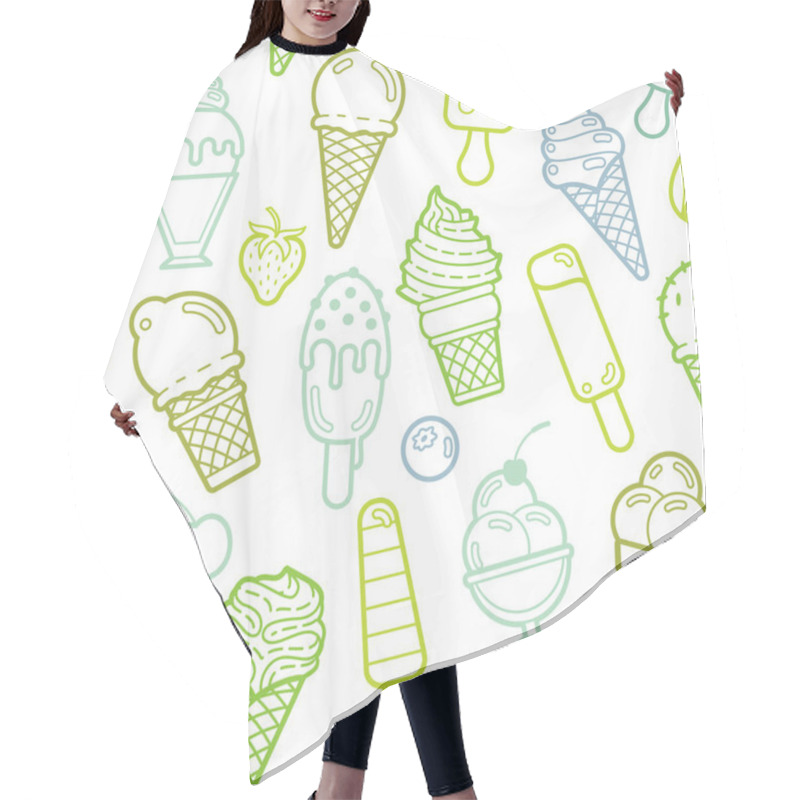 Personality  Vector Cute Lime Seamless Pattern With Ice Creams Hair Cutting Cape