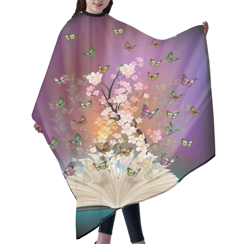 Personality  Open Book With Butterflies Flying From It Hair Cutting Cape