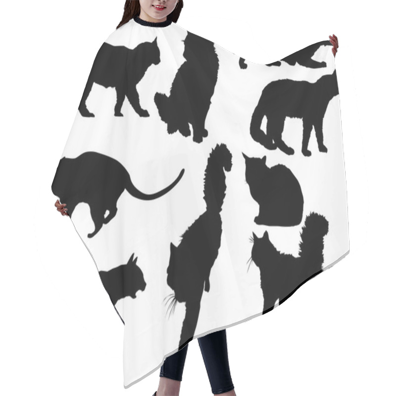 Personality  Nine Isolated Black Cats Hair Cutting Cape