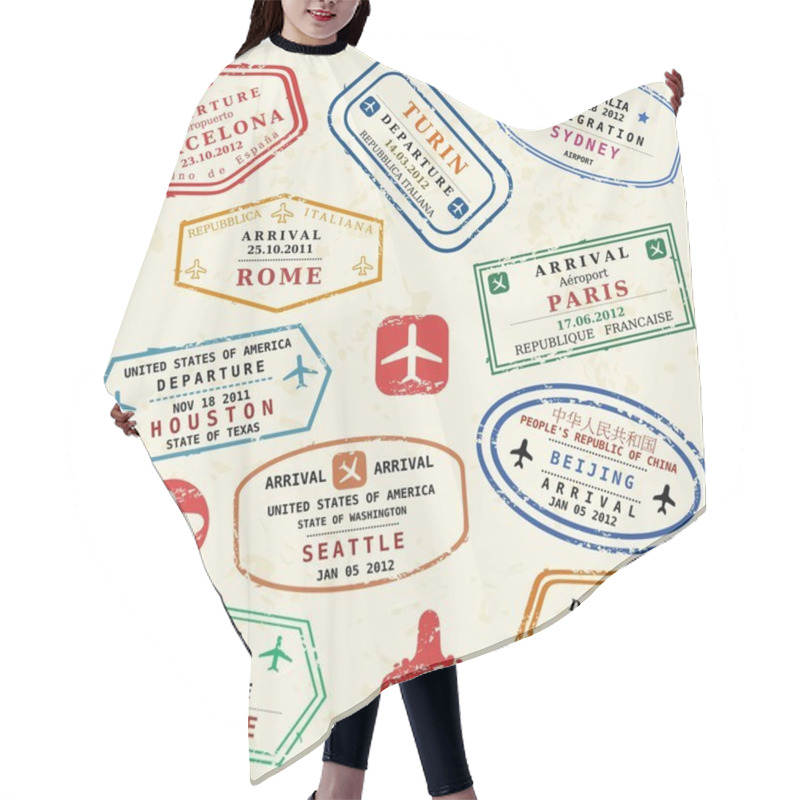 Personality  Travel Stamps Hair Cutting Cape