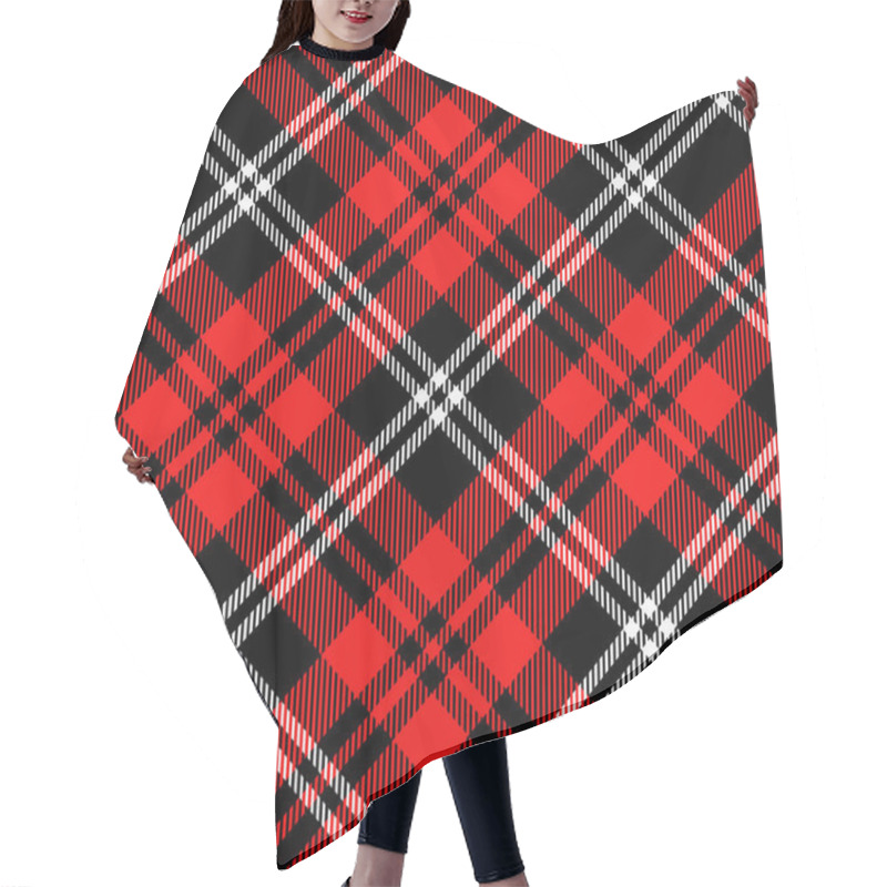 Personality  Tartan Pattern In Red And White. Hair Cutting Cape