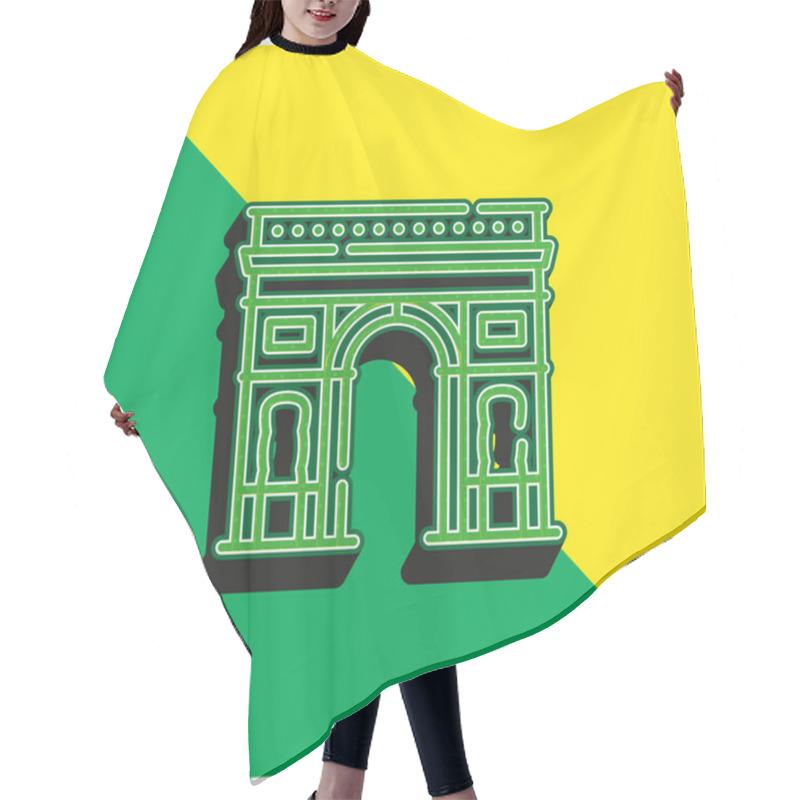 Personality  Arch Of Triumph Green And Yellow Modern 3d Vector Icon Logo Hair Cutting Cape