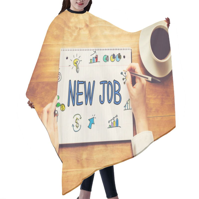 Personality  New Job Text With A Person Holding A Pen Hair Cutting Cape