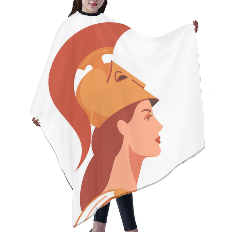 Personality  Pallas Athena. Greek Goddess Of Wisdom, Warrior, One Of The Gods Of Mount Olympus. Portrait Of Beautiful Woman In Antique Greek Helmet. Vector Illustration For Banner, Cover, Poster. Hair Cutting Cape