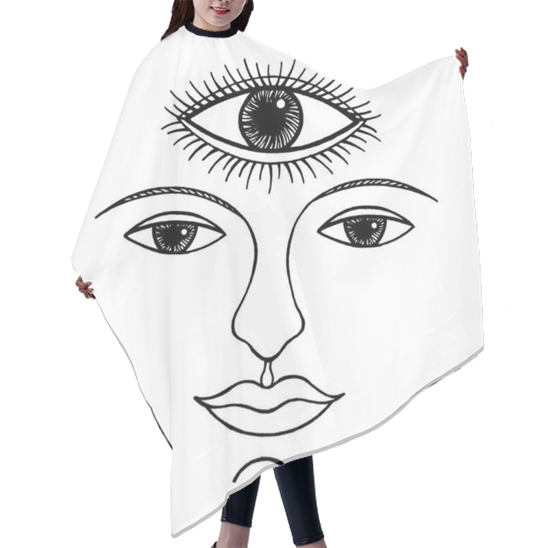 Personality  Human Third Eye Face Hand Drawing Sketch Illustration Design Black And White Abstract Art Mind Spiritual Mental Health Chakra Logo Symbol Hair Cutting Cape