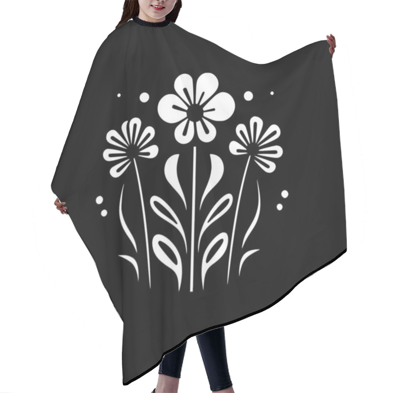 Personality  Flowers - Black And White Isolated Icon - Vector Illustration Hair Cutting Cape