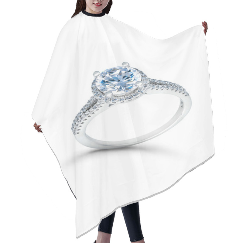 Personality  Silver Wedding Or Engagement Ring With Blue Diamonds Hair Cutting Cape