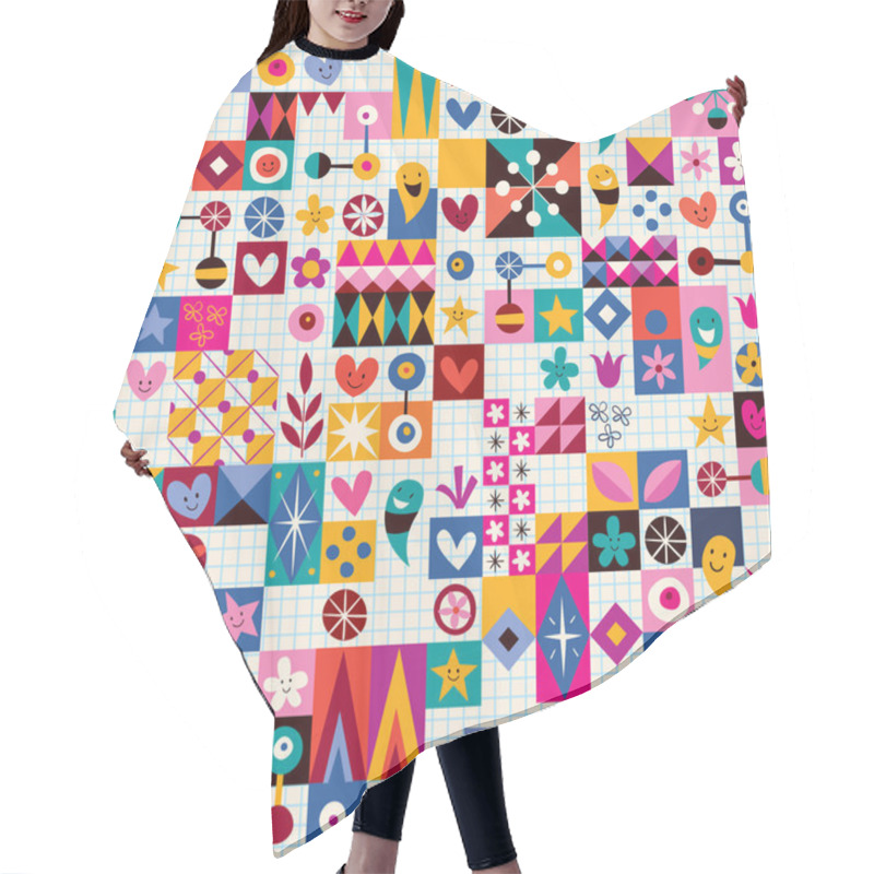 Personality  Hearts, Stars And Flowers Abstract Pattern Hair Cutting Cape