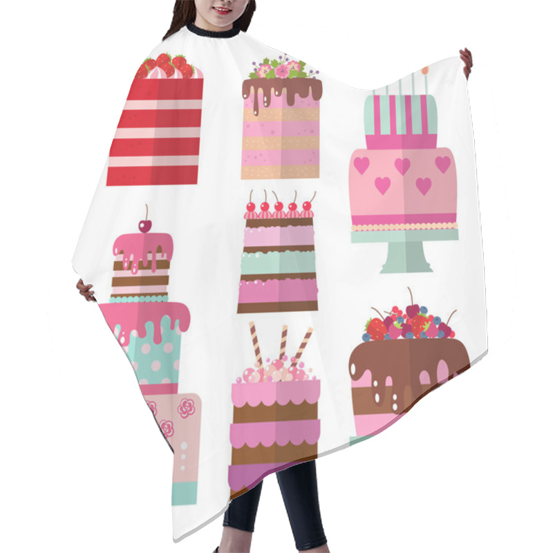 Personality  Vector Flat Illustration Of Cake Hair Cutting Cape