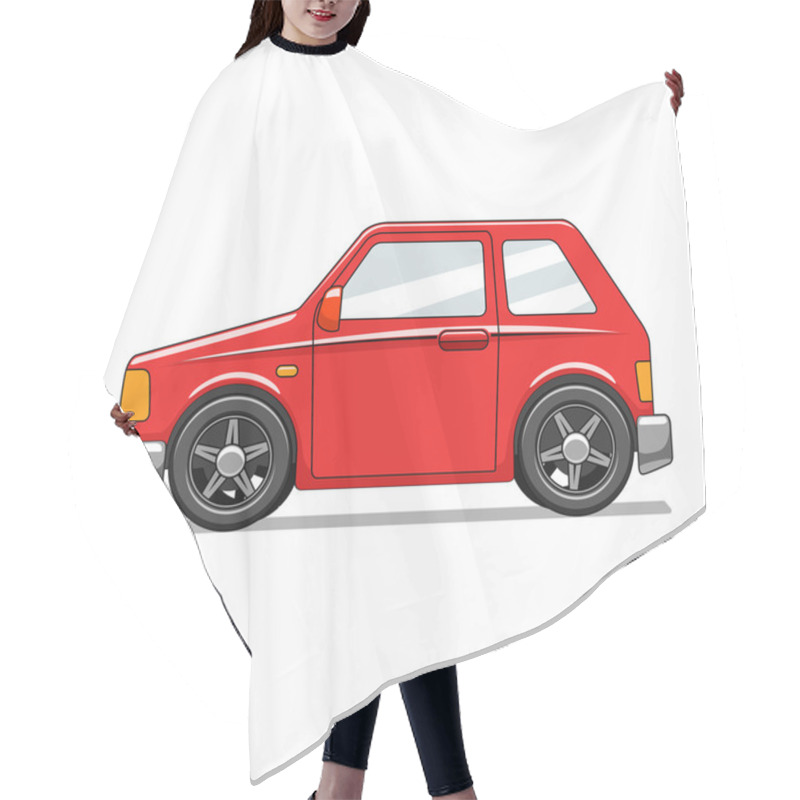 Personality  Red Toy Car Vector Illustration Hair Cutting Cape