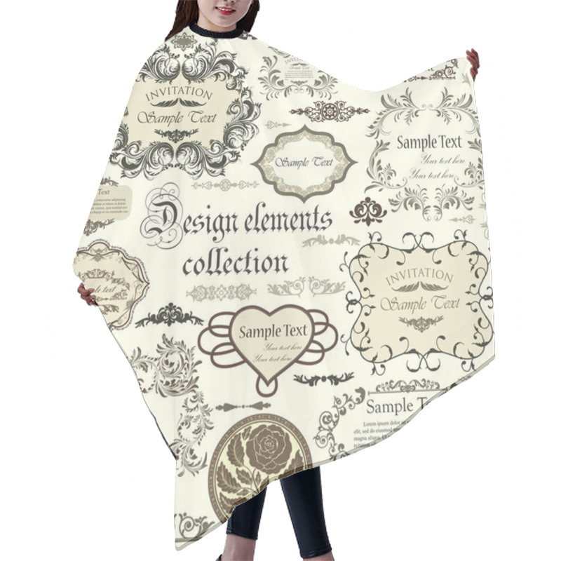 Personality  Vector Set Of Calligraphic Design Elements And Floral Frames Hair Cutting Cape