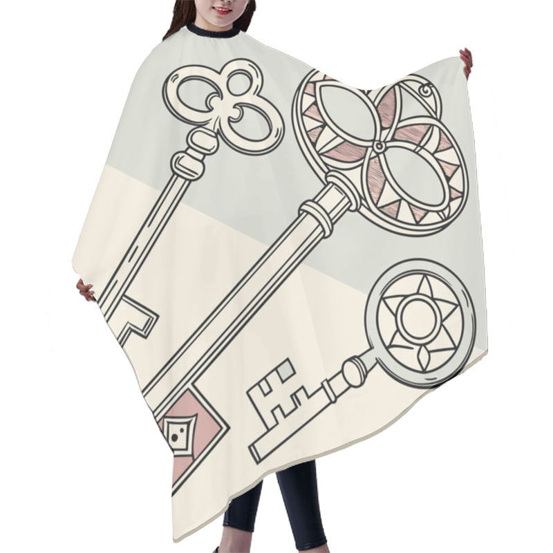 Personality  A Creative Vector Featuring Encrypted Keys Arranged In Intricate Geometric Designs, Symbolizing Digital Security And Encryption. Hair Cutting Cape