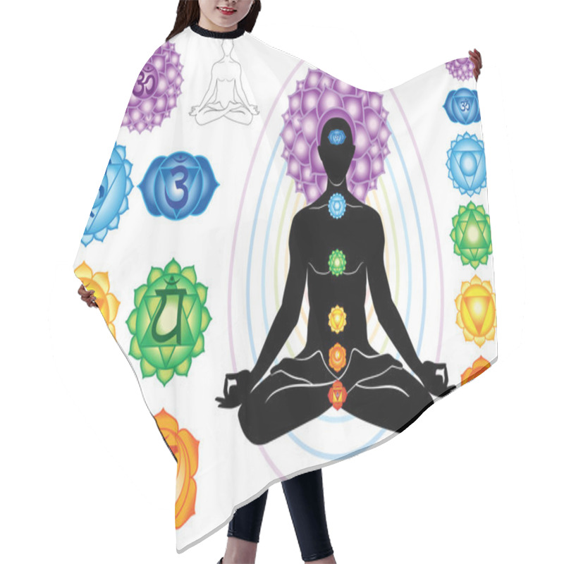 Personality  Silhouette Of Man With Symbols Of Chakra Hair Cutting Cape