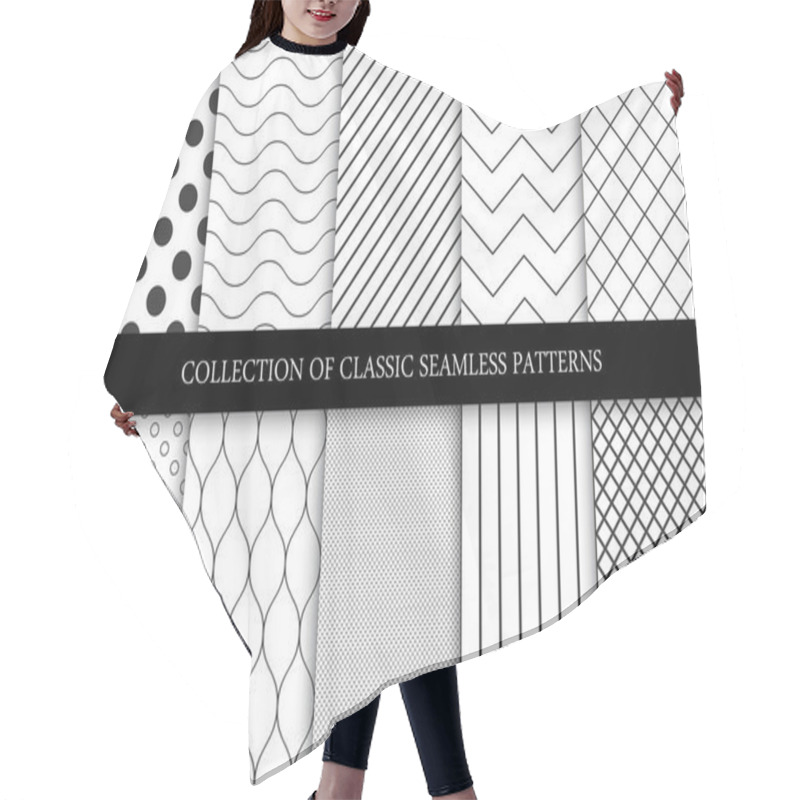 Personality  Collection Of Seamless Geometric Minimalistic Patterns. Hair Cutting Cape