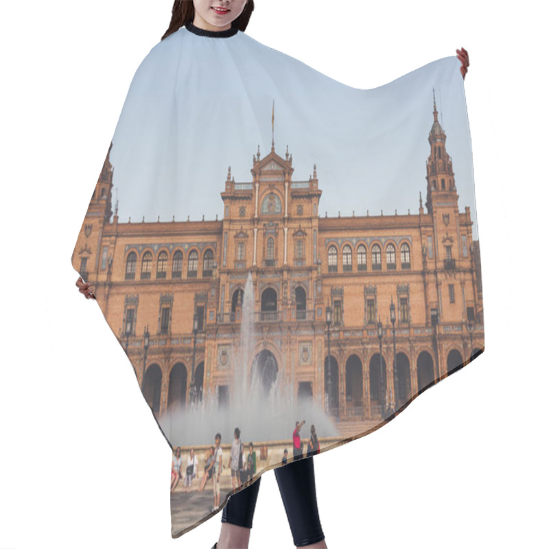 Personality  View Of Spain Square With Town Hall And Fountain Under Blue Sky, Seville Hair Cutting Cape