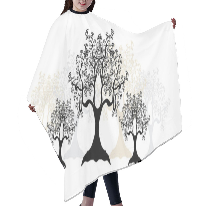 Personality  Tree Silhouettes Hair Cutting Cape