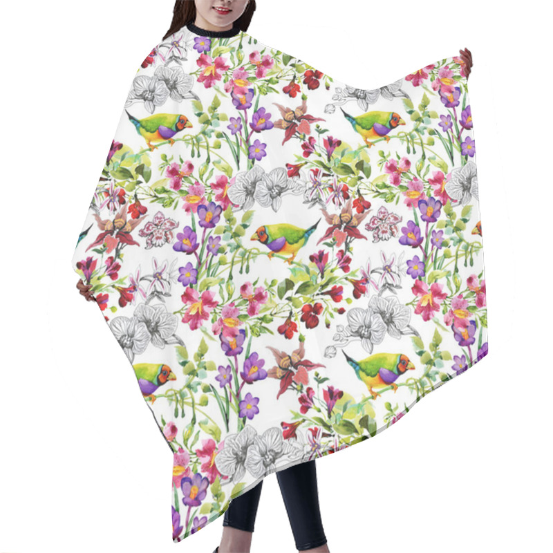 Personality  Tropical  Birds And Exotic Flowers Hair Cutting Cape