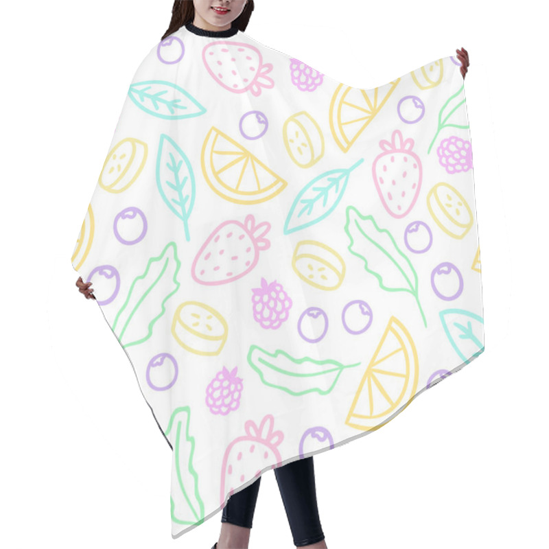 Personality  Doodle Fruits, Berries, Leafs. Seamless Pattern Hair Cutting Cape