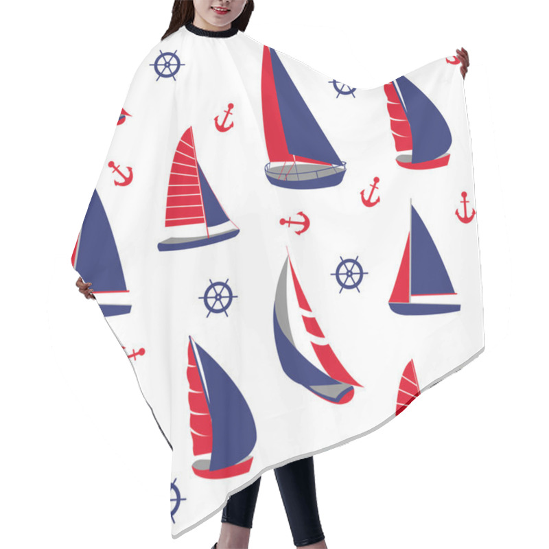 Personality  Seamless Pattern With Nautical Elements Hair Cutting Cape