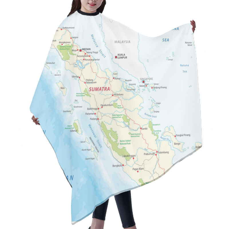 Personality  Road Map Of The Indonesian Island Sumatra Hair Cutting Cape