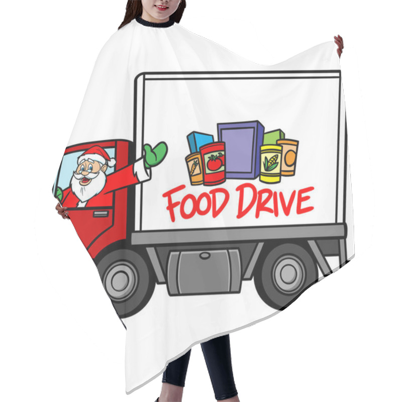 Personality  Christmas Food Drive - A Cartoon Illustration Of A Christmas Food Drive Concept. Hair Cutting Cape